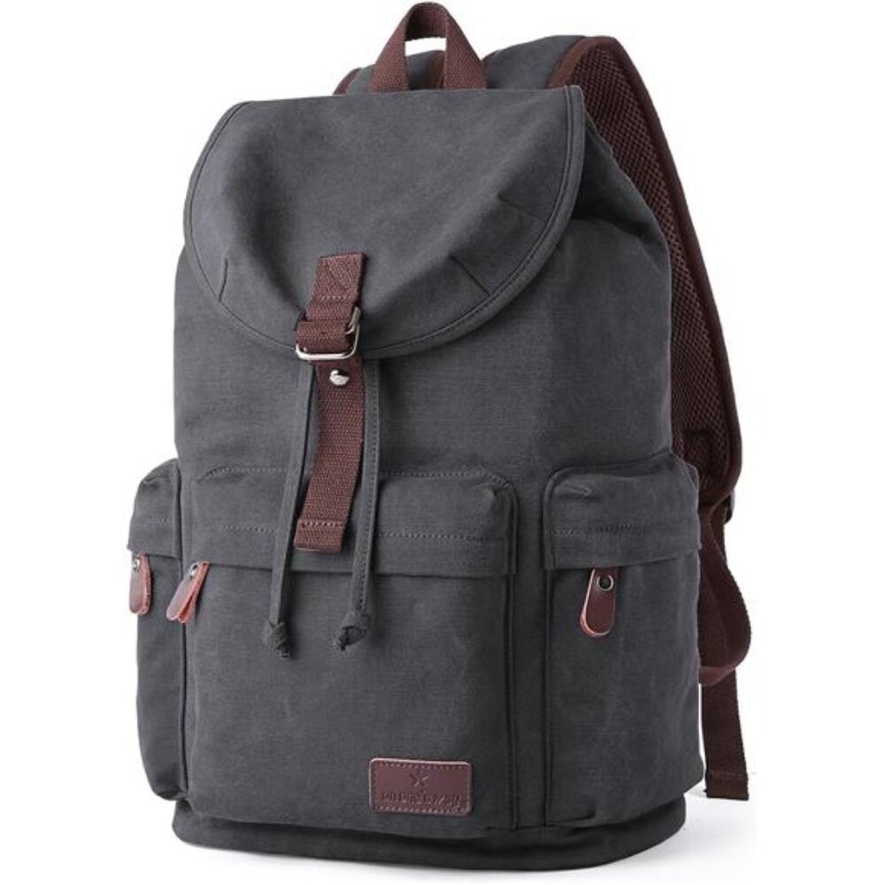 Canvas Backpack, Travel Backpacks Grey - Picture 1 of 7